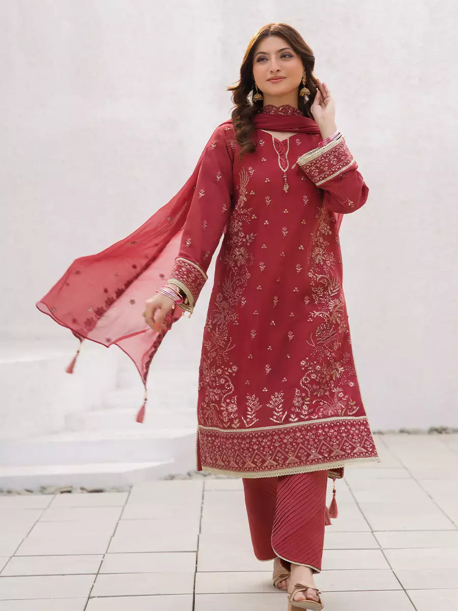3PC Unstitched Festive Embroidered Suit (SUNW7CH110)